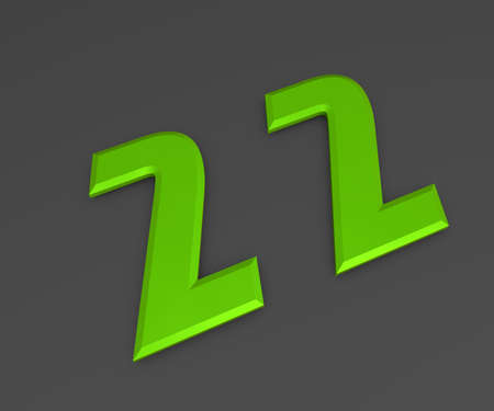 Green 3D volumetric figure or number on a gray background. numbering.の写真素材