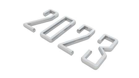 Gray or silver 3d numbers 2023. Christmas or new year decoration.の写真素材