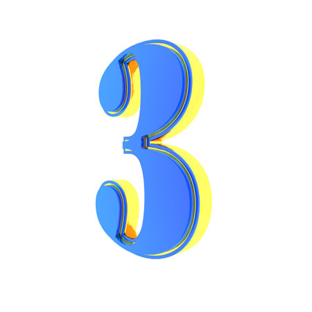 Blue-yellow volumetric 3D figure. numbering.の写真素材