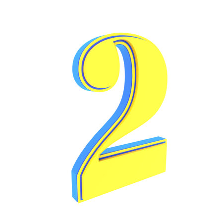 Blue-yellow volumetric 3D figure. numbering.の写真素材