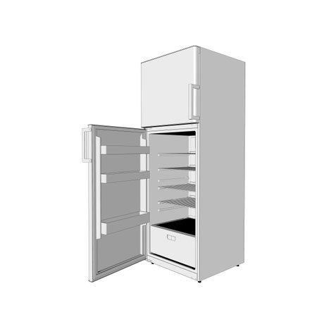 white refrigerator. kitchen attributes. food and drink storage.の写真素材