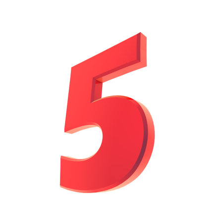 Red 3d number or figure. numbering. Rendering an image.の写真素材