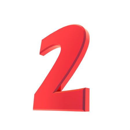 Red 3d number or figure. numbering. Rendering an image.の写真素材