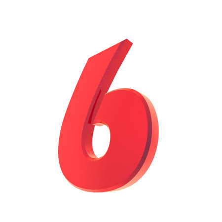 Red 3d number or figure. numbering. Rendering an image.の写真素材