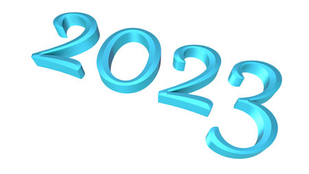 Christmas decoration with blue 3D number 2023の写真素材