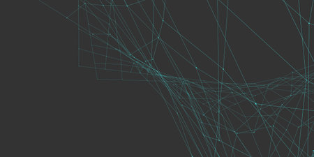 Grid of colored lines and dots on a gray background. abstract background.の写真素材