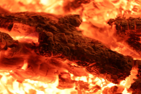 Heat from coals close-up.の写真素材