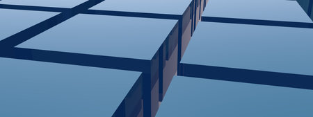 Blue abstract background in the form of cubes. Screensaver or decoration.の写真素材