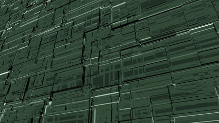 Green abstract background of polygons and planes. digital technologies.の写真素材