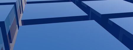 Blue abstract 3d background, banner or screensaver. Geometric figures.の写真素材
