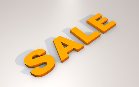 3D text SALE on a light gray background with a shadow. Buying or selling.