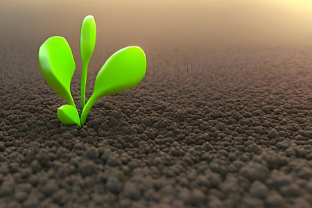 Green sprout in the soil. agriculture.