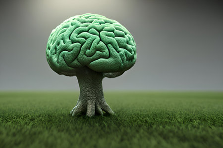 Mushroom in the form of brains. The effect of mushrooms on the human brain.の写真素材