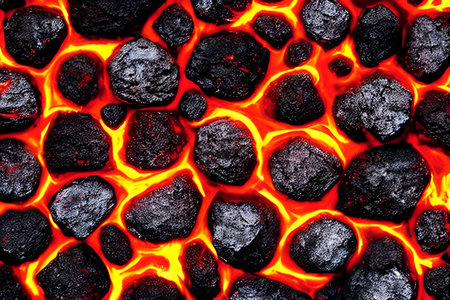 Hot coals. heat from heat. bbq fuel. And an illustration.の写真素材
