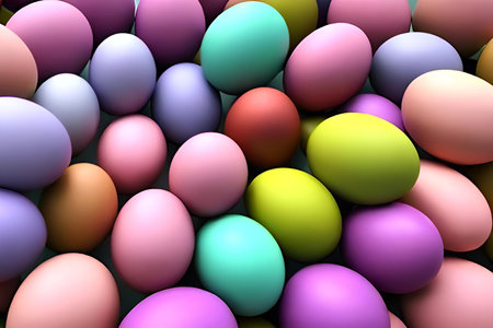 Multicolored Easter eggs. Religious holiday.の写真素材