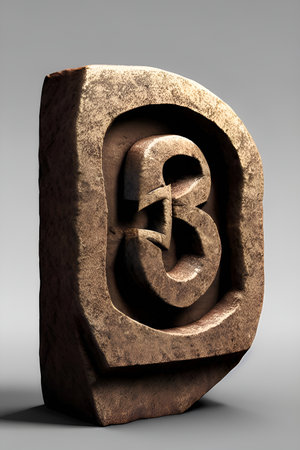 An ancient clay or stone tablet or amulet with a pattern. Generative AI.の素材