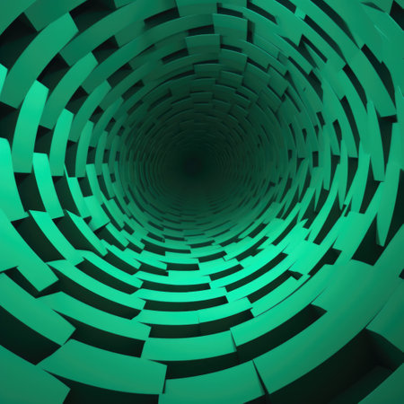 Green deep tunnel. AI generative.の素材