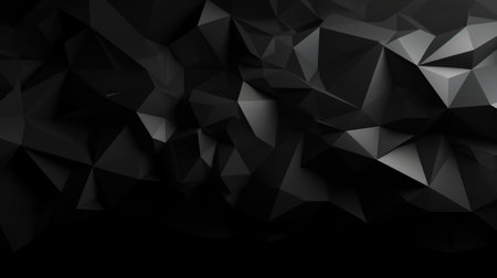 Black low poly background or screensaver. AI generative.の素材