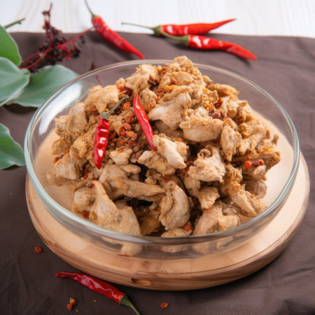 Chicken dish with pepper. Cooking. AI generative.の素材