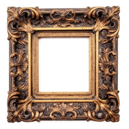 Vintage frame from a picture on a white background isolate. AI generative.の素材