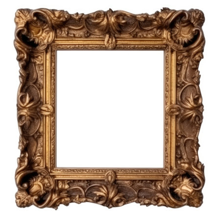 Vintage frame from a picture on a white background isolate. AI generative.の素材