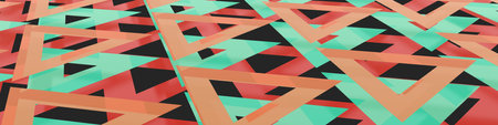 Abstract banner made of triangles for website design or more. Rendering illustration.