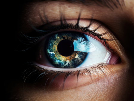 Female eye close up. AI generative.の素材