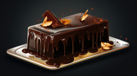 Chocolate cake on a tray. Baking, sweets. AI generativeの素材