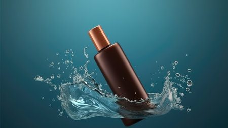 Brown bottle of hygiene products. Mockup. AI generative.の素材