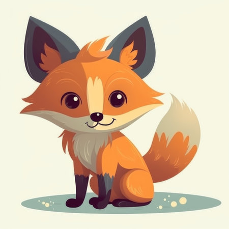 Fox in cartoon style. AI generative.の素材