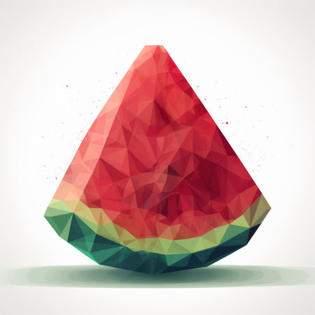 Low poly watermelon in vector style. AI generative.の素材