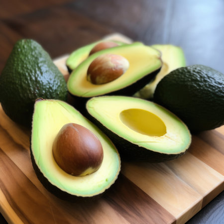 Avocado whole and sliced. AI generative.の素材