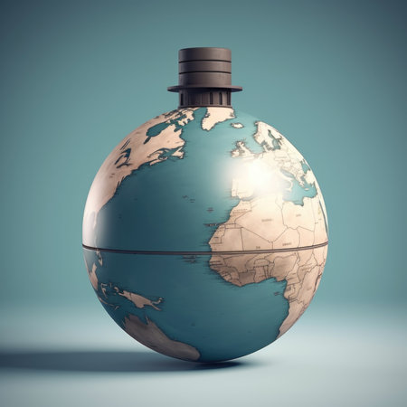 Grenade in the form of the planet Earth. AI generative.の素材
