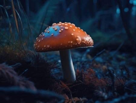 Fairytale mushroom in the forest. AI generative.の素材