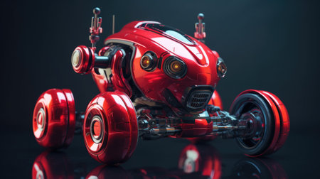 Auto robot red. Future technologies. AI generative.の素材