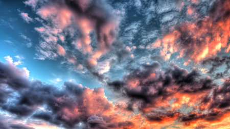 Multi-colored clouds. HDR. AI generative.の素材