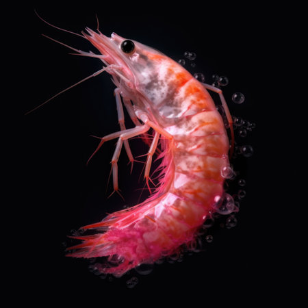 Pink juicy king prawns. AI generative.の素材