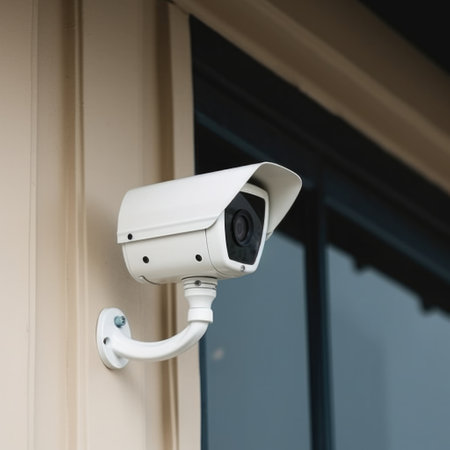 CCTV camera on a private property. AI generative.の素材