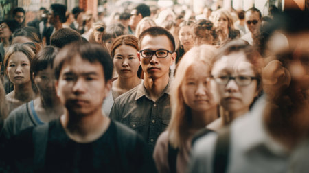 Crowd. Passers-by. Society. AI generative.の素材