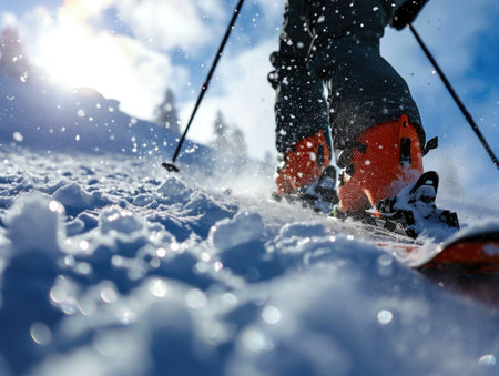 Skier close-up. Action Active hobby.の素材