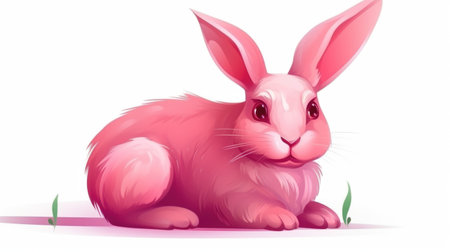 Pink Rabbit. Easter symbol. Cartoon style. AI generative.の素材