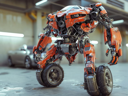 Robot transformer from a car. AI generative.の素材