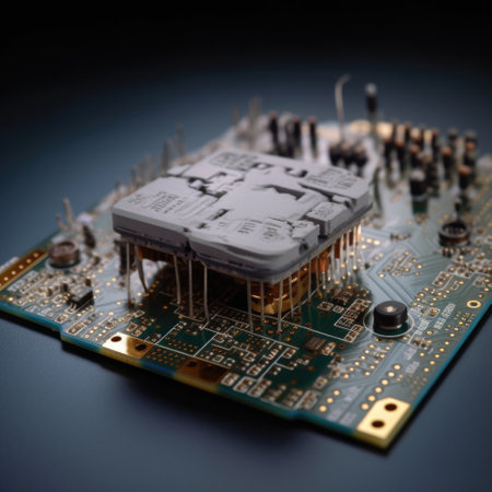 Chip and microcircuit close-up. technologies. AI generative.の素材
