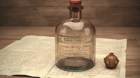 Empty vintage medicine bottle. AI generative.の素材