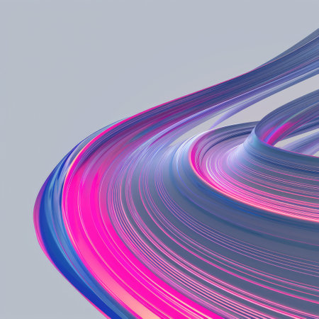 Blue-pink lines progressing on a gray background. AI generative.の素材