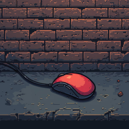 Computer mouse in pixel art style. 8-bit. AI generative.の素材
