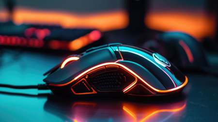 Modern stylish gaming computer mouse. AI generative.の素材
