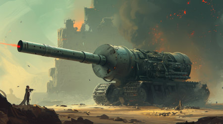 Futuristic tank or artillery. AI generative.の素材
