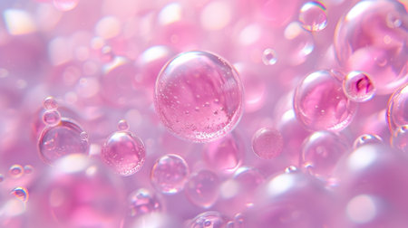 Abstract background made of pink bubbles. AI generative.の素材