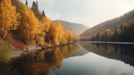 Beautiful lakes and nature. Landscape. AI generative.の素材